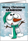 Customizable Merry Christmas for Grandson Silly Snowman card