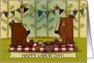 Customizable Happy Labor Day Bear Picnic card