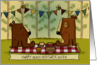 Customizable Happy Anniversary for Wife Picnicking Bears card