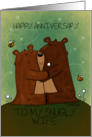 Customizable Happy Anniversary for Wife Two Bears Become One card