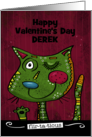 Customizable Name Happy Valentine’s Day Derek Flirtatious Cat card