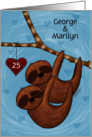 Customizable Names 25th Anniversary George Marilyn Sloth Couple card