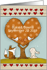 Customizable Congrats on Marriage, Fox, Bunny at Autumn Heart Tree card