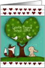 Customizable Congrats on Marriage Fox Bunny at Green Heart Tree card