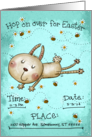 Customizable Easter Invitation Bunny Hop Rabbit Daisies and Bees card