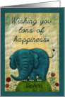 Customizable Name Retirement DeAnn Tons of Happiness Blue Elephant card