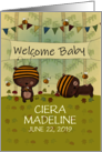 Customizable Name Welcome Baby Congratulations Bears and Bees card