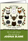 Customizable Name Welcome Baby Congratulations Forest Animal Faces card