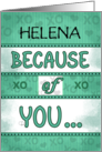 Personalized NameThank You Helena Because Of You Word Art card