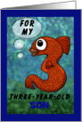 Customizable Happy Birthday 3 Year Old Son Number Three Shaped Fish card