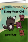 Customizable Birthday for 60 Year Old Brother Three Pigs and Wolf card