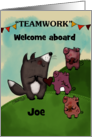 Customizable Name Welcome to the Team Joe Three Pigs and Wolf card