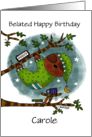 Customizable Belated Birthday Wishes Carole Sleepy Sloth card