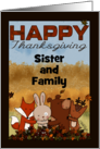 Customizable Name Happy Thanksgiving for Sister’s Family Woodland card