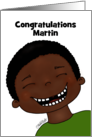 Customizable Congratulations Martin Lost Two Front Teeth Dark Skin card