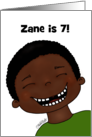 Customizable Happy Birthday 7 Year Old Dark Skin Boy No Front Teeth card