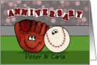 Customizable Names Happy Anniversary for Peter Carla Baseball Glove card