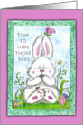 Bunny Hiding Eggs in His Mouth Easter Egg Hunt Invitation card