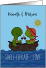 Customized Names Valentine for Kenneth Melanie Turtles in Shell Boat card