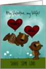 Customized Happy Valentine’s Day for Wife Names Bears with Balloons card