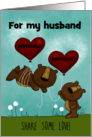 Customized Names Happy Anniversary for Husband Bears with Balloons card