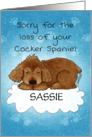 Customizable Name Sympathy Loss of Pet Dog Cocker Spaniel on Cloud card