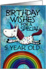 Customizable Birthday Wishes for 5 Year Old Unicorn Rainbow Magical card