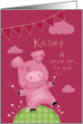 Customized Names Happy Birthday Wishes Kelsey Cute Pink Pig card