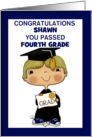 Little Blond Hair Graduate Boy Name and Grade Congrats You Passed card