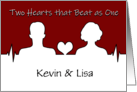 Happy Anniversary Kevin & Lisa Couple with Heartbeat Signal card