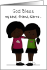 Customizable Happy Birthday Best Friend Two Girls Arm in Arm Dark Skin card