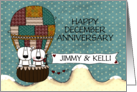 Happy December Anniversary Names Polar Bears Hot Air Balloon Ride card