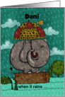 Customizable Birthday Dani When It Rains It Pours Elephant & Friends card