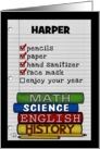 Customizable Name Harper Back to School during COVID 19 Supply List card