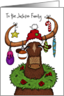 Customizable Christmas to the Jacksons Longhorn with Decorated Horns card