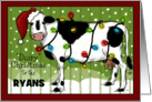 Customizable Christmas to the Ryans Dairy Christmas Cow and Lights card