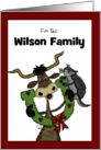 Custom Merry Christmas Luck Longhorn Armadillo Horseshoe Wreath card