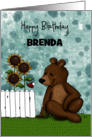 Customizable Happy Birthday for Brenda Brown Bear and Red Bird card