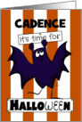 Customizable Name It’s Time For Halloween for Cadence Purple Bat card