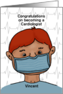 Customizable Congratulations Becoming a Cardiologist Red Haired Male card