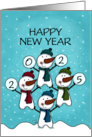 Customizable Happy New Year 2024 Snowman Tower with Snowballs card