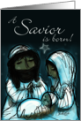 A Savior is Born Merry Christmas Holy Family Squiggly Line Art card