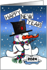 Customizable Year Ice Fishing Snowman Happy New Year 2022 card