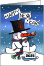 Customizable Year Ice Fishing Snowman Happy New Year 2024 card