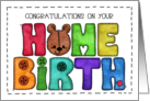 Congratulations on your Home Birth New Baby Pillow Letters and Bear card
