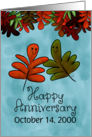 Custom Happy Anniversary October Marriage Fall Leaf Characters card