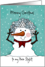Customizable Merry Christmas to Hair Stylist Snowlady Snowflake Hair card