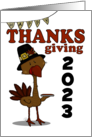 Customizable Happy Thanksgiving 2023 Turkey Holding Pie card