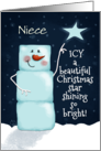 Custom Merry Christmas for Niece Ice Snowman ICY a Christmas Star card