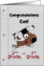 Personalized Congratulations on Graduating Second Grade Dog with Cap card